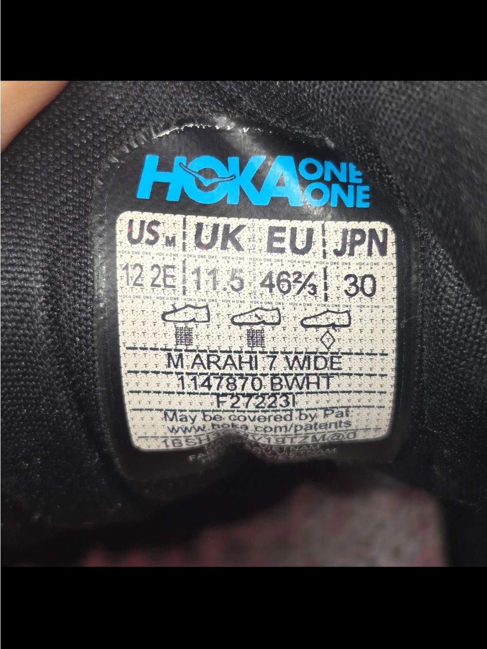 Hoka Arahi 7 Men's Running Shoes Size 12 2E (Wide) Black White Sneakers DZ2617-1 - Picture 9 of 9